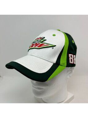 Diet Mountain Dew #88 Embroidered Racing Hat White Green Adjustable Mesh Cap